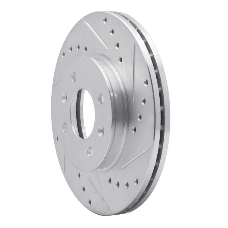 Dodge Attitude Brake Rotor (1) - Front Right - R1 Concepts - Drilled & Slotted - Silver - `12-`25